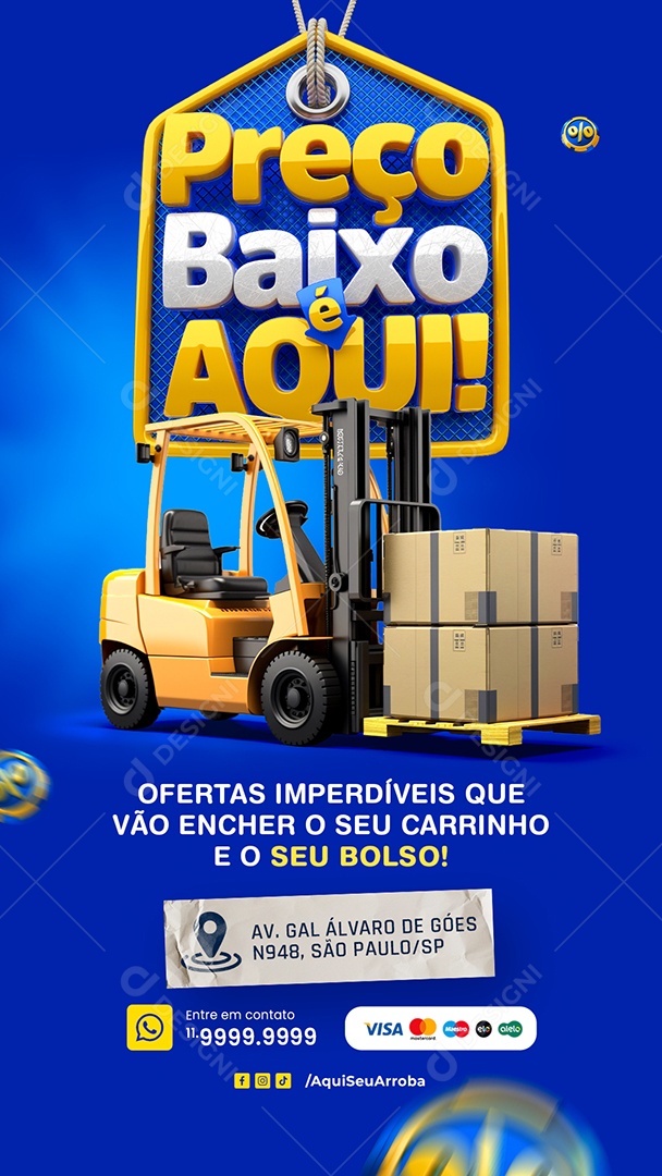 Story Atacadista Preço Baixo é Aqui Ofertas Imperdíveis Social Media PSD Editável