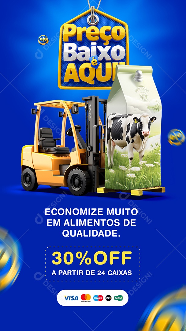 Story Atacadista Preço Baixo é Aqui Economize Muito em Alimentos Social Media PSD Editável