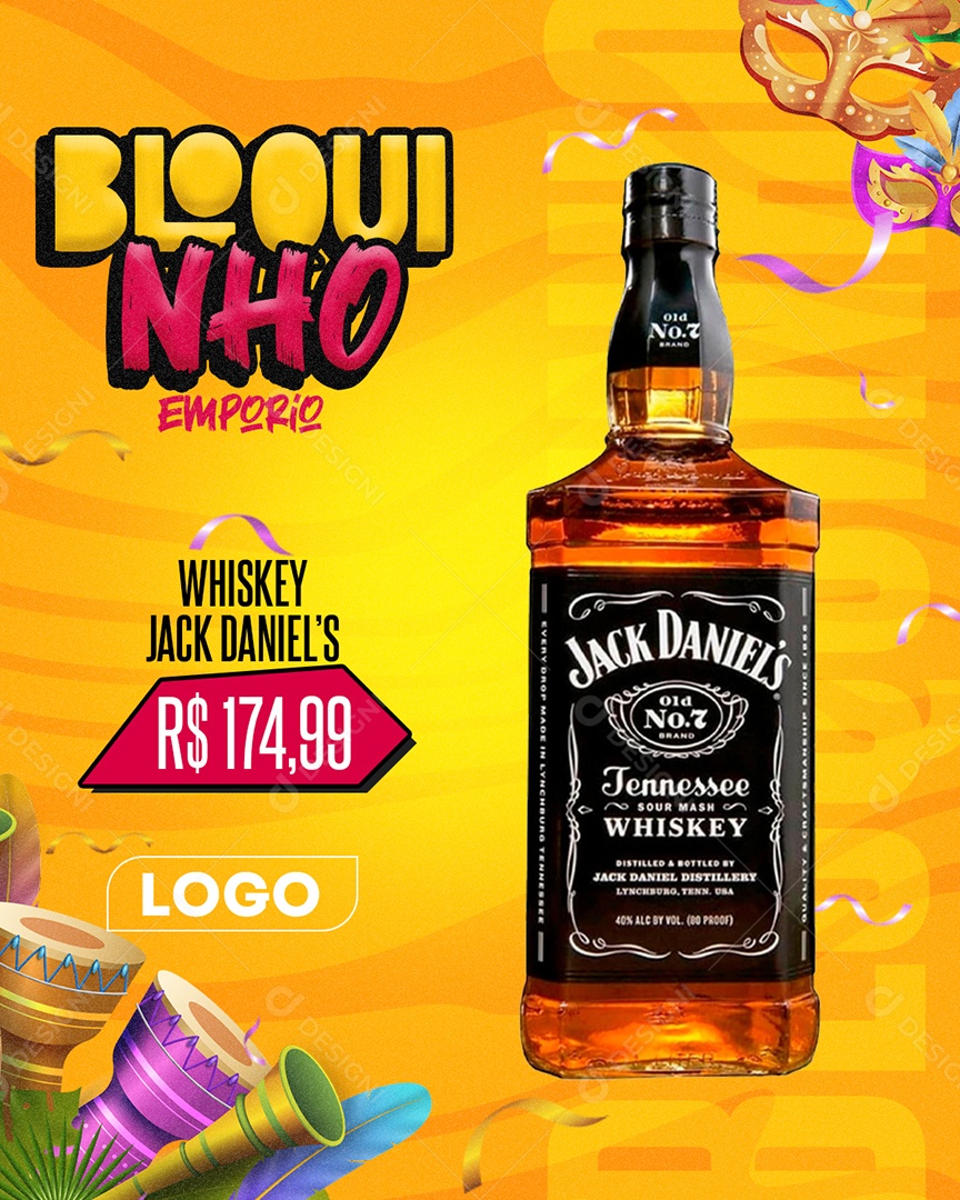 Bloquinho Emporio Whiskey Jack Daniel´s 174,99 Social Media PSD Editável