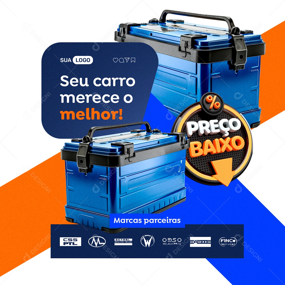 Vendas de Baterias Automotiva Preço Baixo Social Media PSD Editável