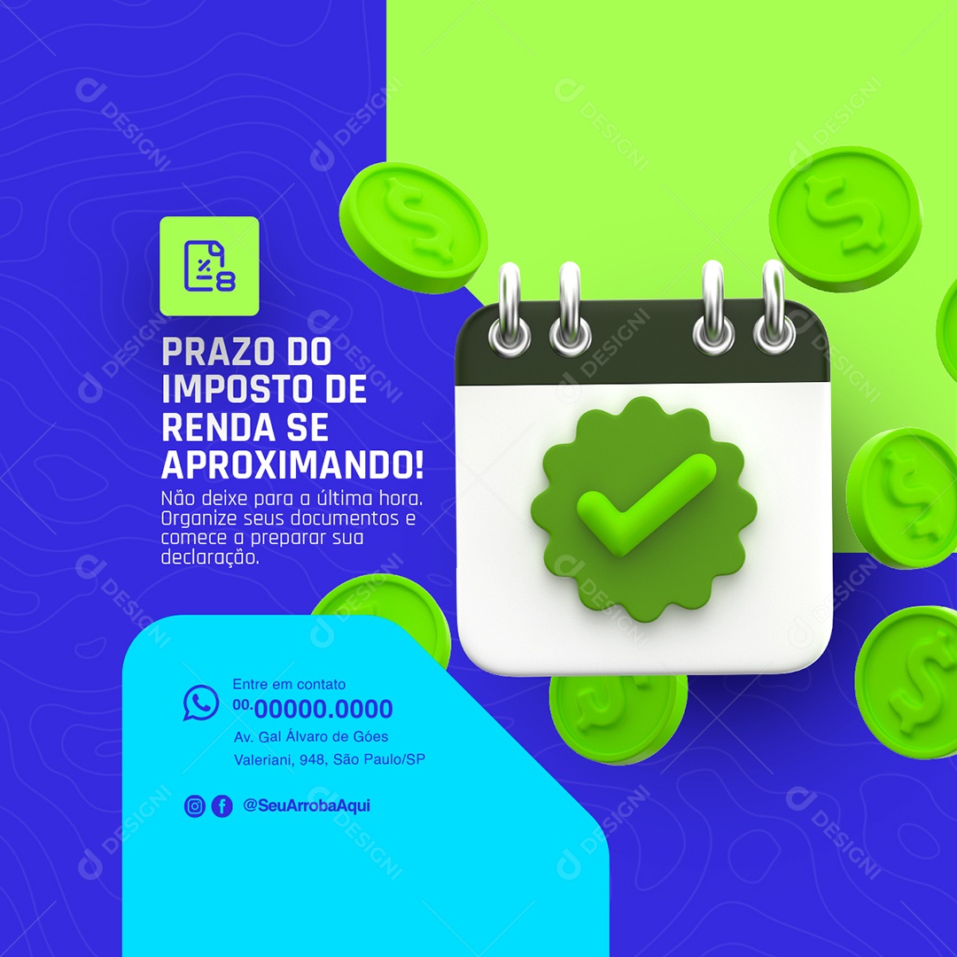 Contabilidade Prazo do Imposto de Renda e Aproximando Social Media PSD Editável