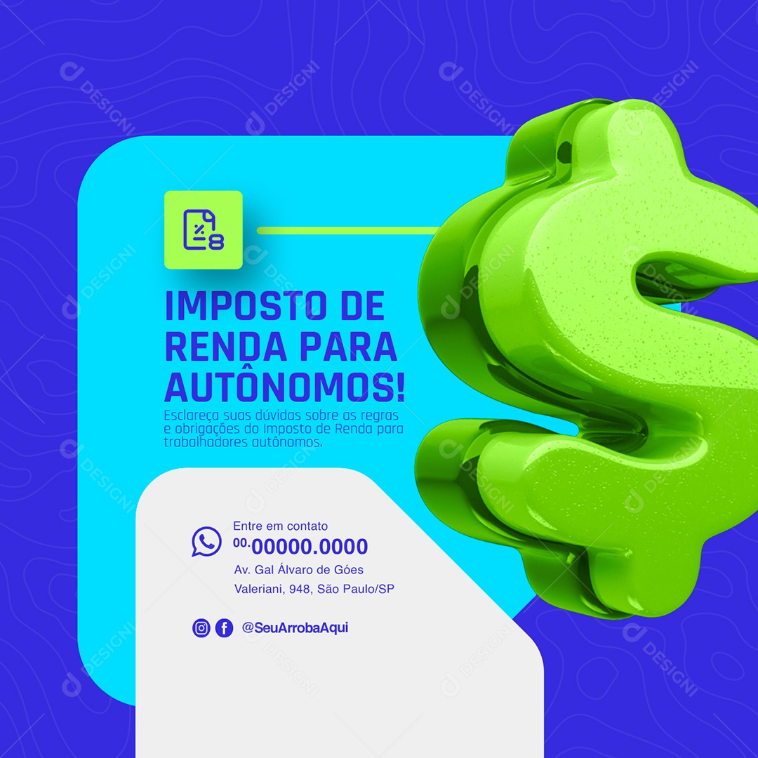 Contabilidade Imposto de Renda para Autônomos Social Media PSD Editável