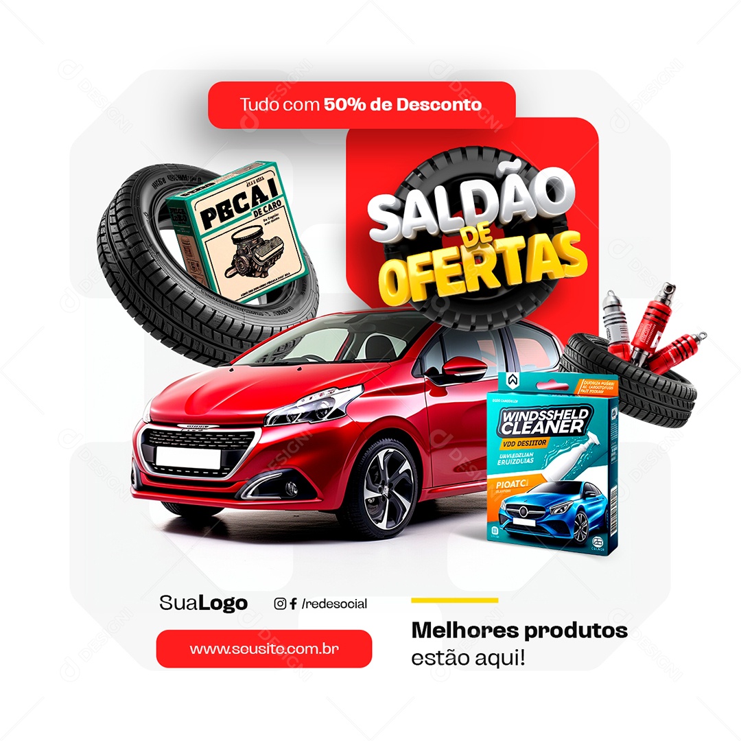 Acessórios de Carro Saldão de Ofertas Melhores Produtos Social Media PSD Editável