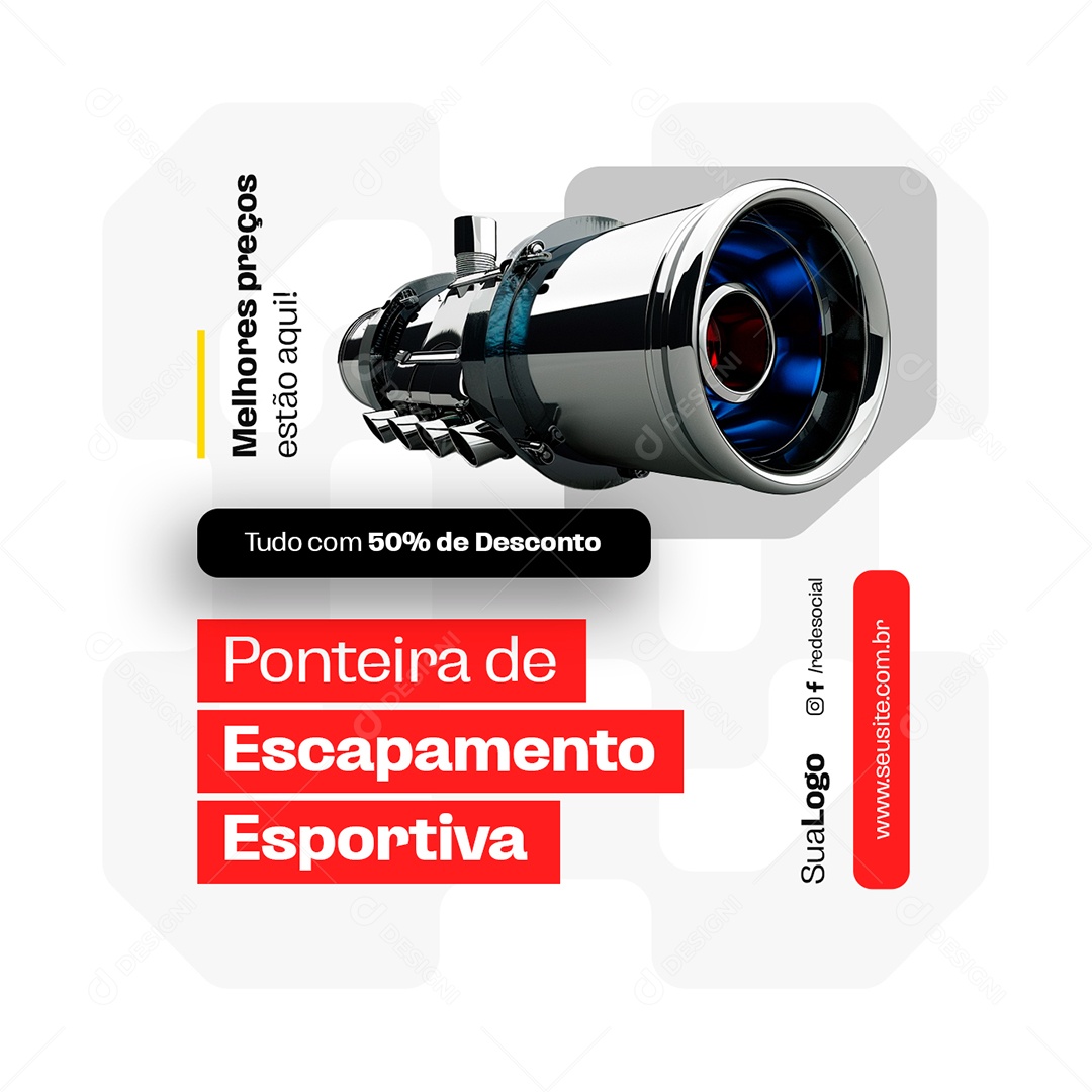 Acessórios de Carro Saldão de Ofertas Ponteira de Escapamento Social Media PSD Editável