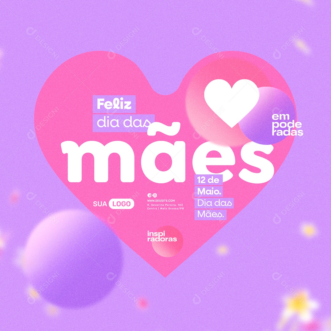 Happy Mother's Day May 12th Empowered Inspirational Social Media PSD Editable