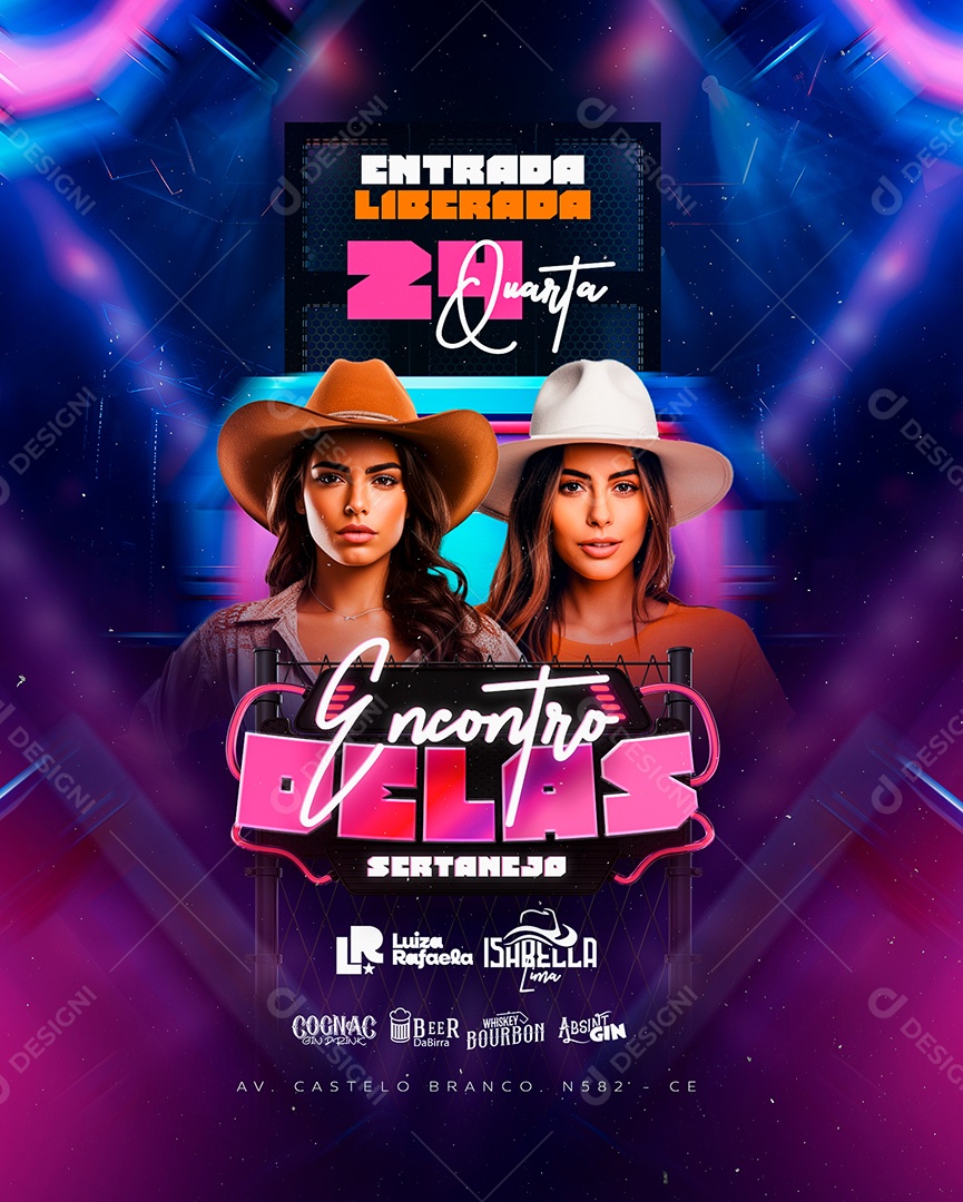 Flyer Quarta Encontro Delas Luiza Rafaela Isabella Lima Social Media PSD Editável