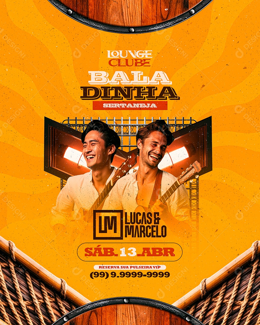 Flyer Loung Clube Baladinha Sertaneja Lucas e Marcelo Social Media PSD Editável