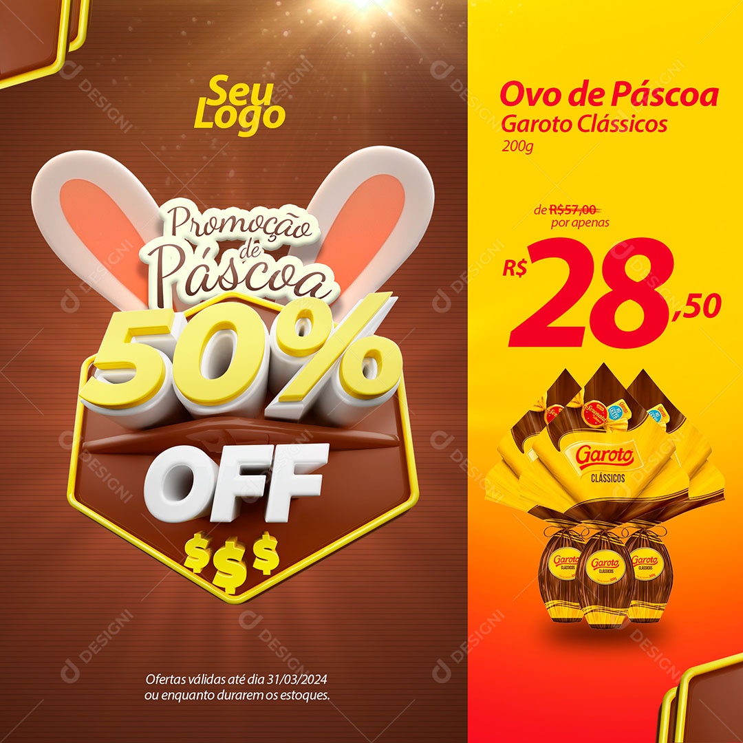 Ovo de Páscoa Garaoto Clássico por apenas 28,50 Social Media PSD Editável