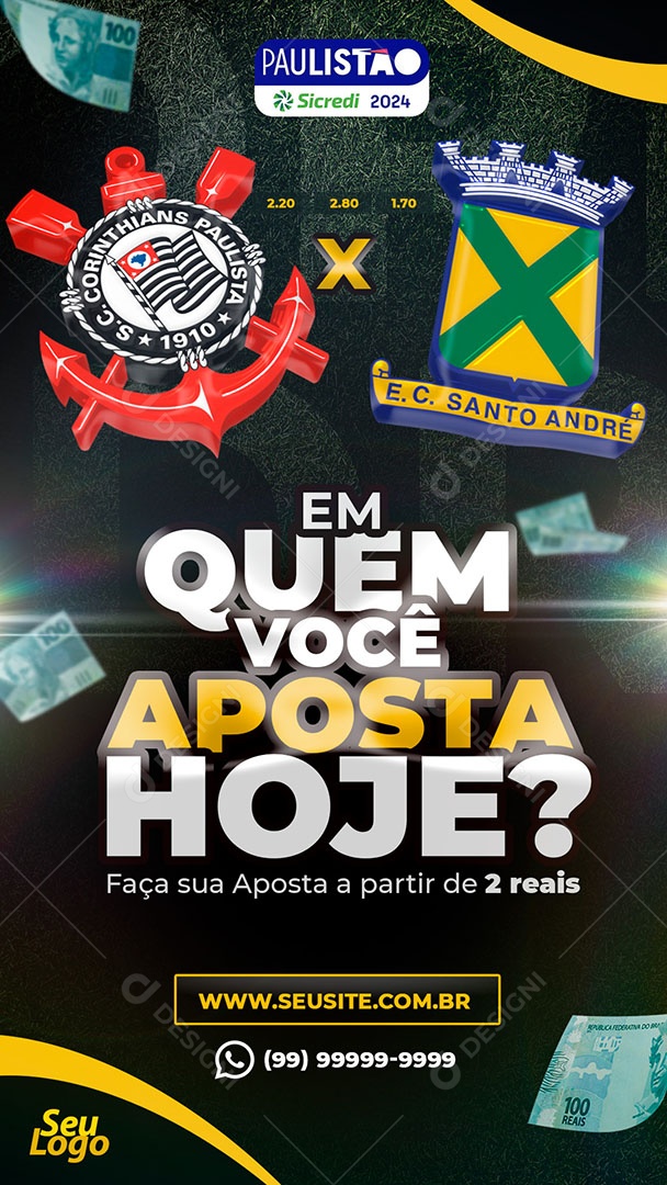 Story Paulista Faça sua Aposta a Partir de 2 Reais Social Media PSD Editável