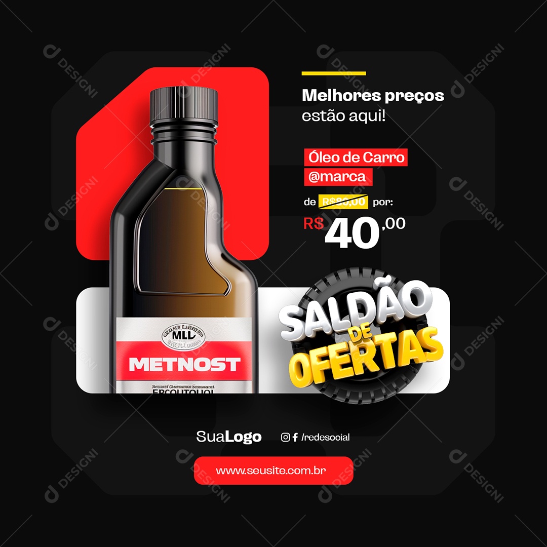 Acessórios de Carro Saldão de Ofertas Óleo de Carro Social Media PSD Editável