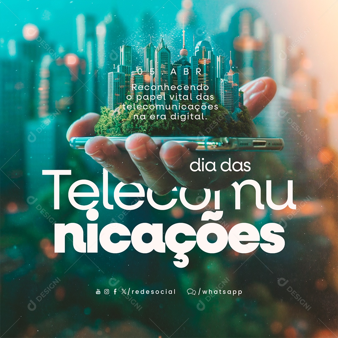 Dia das Telecomunicações 05 de Abril Social Media PSD Editável