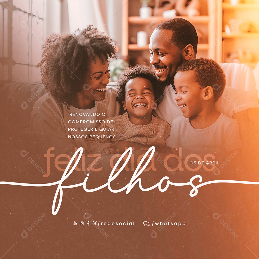 Dia dos Filhos 05 de Abril Gratidão por Cada Momento Social Media PSD Editável