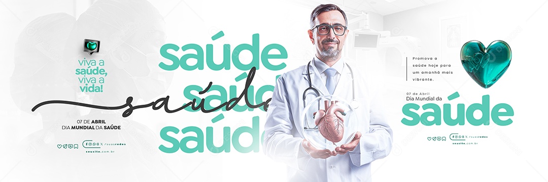 Carrossel Dia Mundial da Saúde 07 Social Media PSD Editável