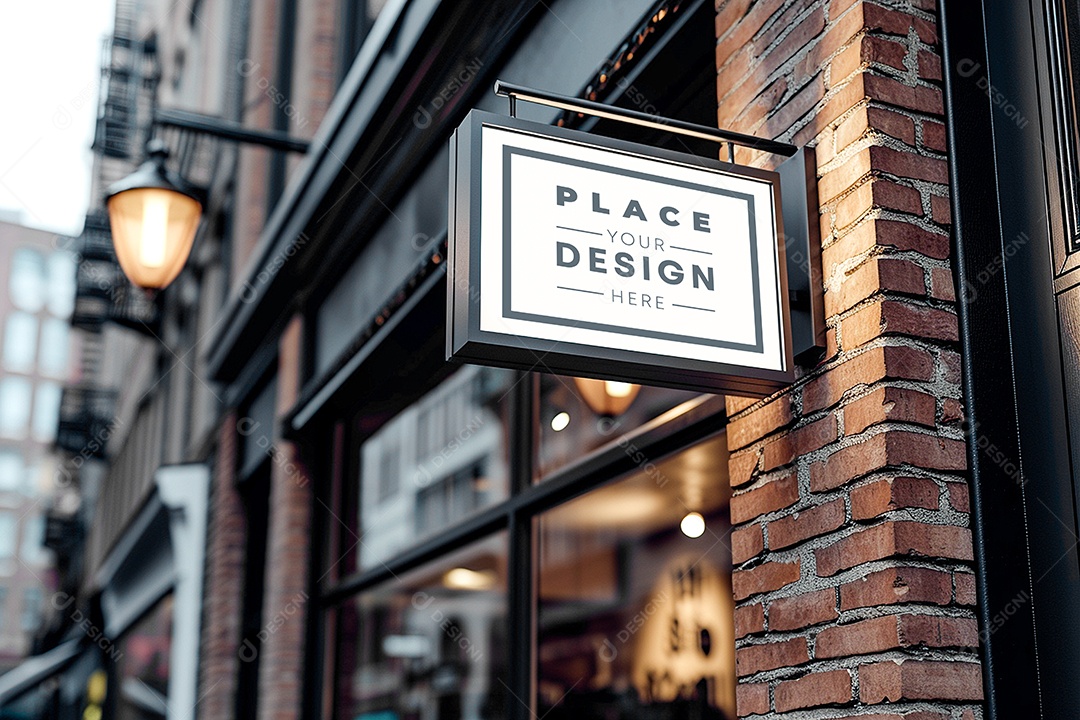 Mockup Placa de Loja PSD Editável