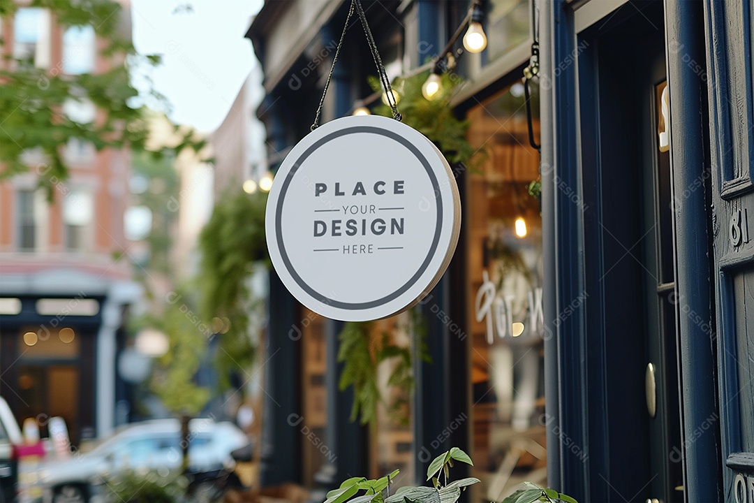 Mockup de Placa Fachada de Loja PSD Editável