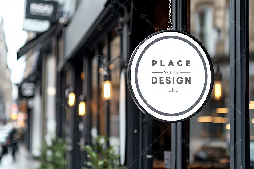 Mockup de Placa Fachada de Loja PSD Editável