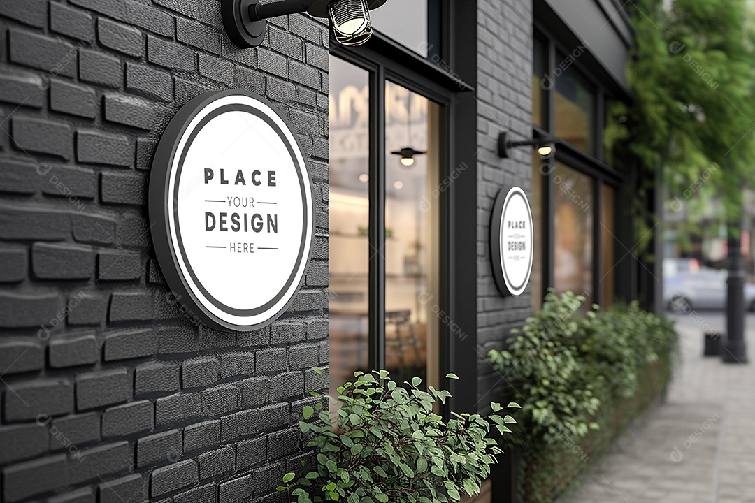 Mockup de Placa Fachada PSD Editável