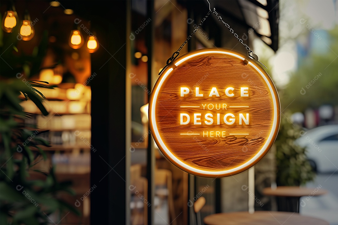 Mockup de Placa Fachada PSD Editável