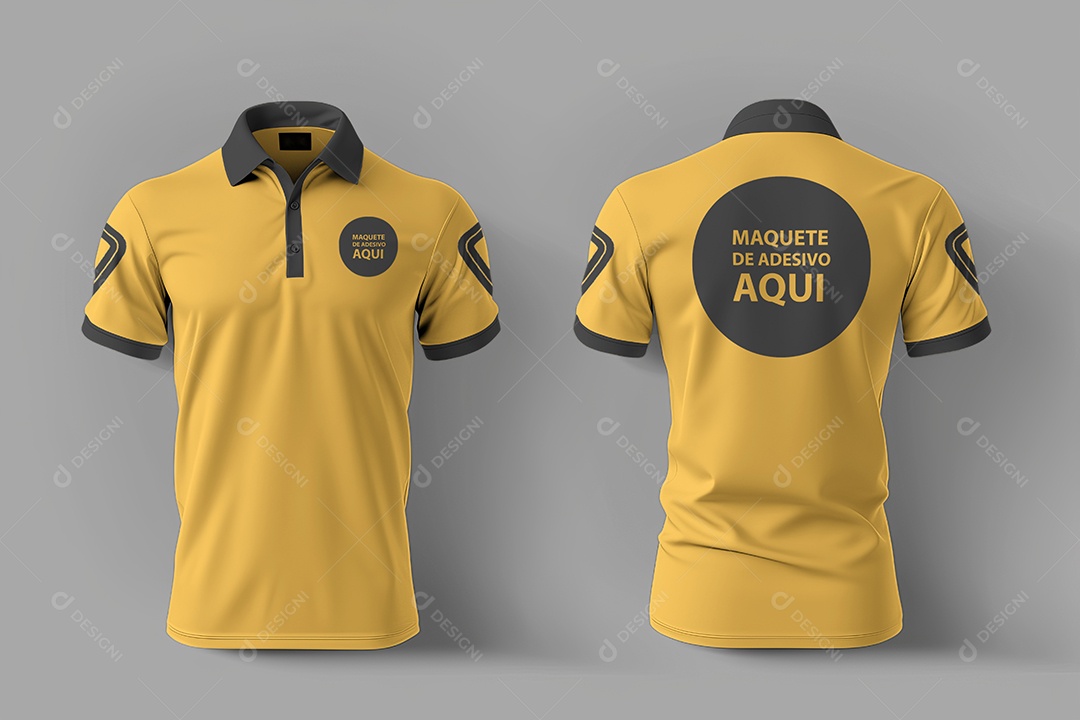 Mockup de Camiseta Gola Polo de Frente e Trás PSD Editável