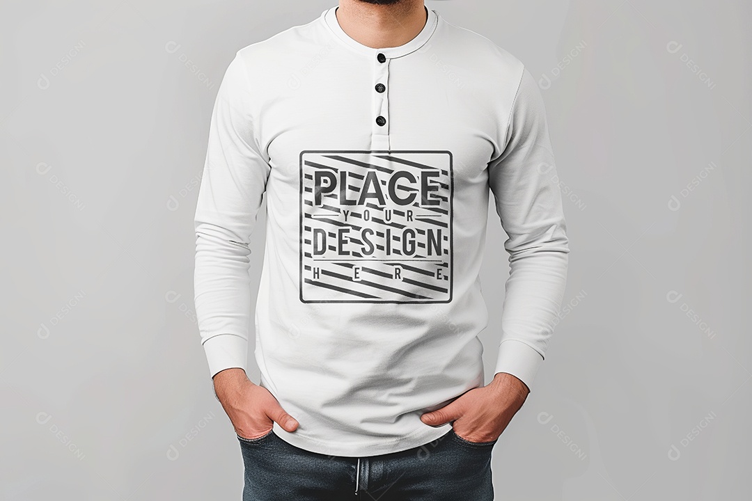 Mockup de Camisa Manga Longa de Frente PSD Editável