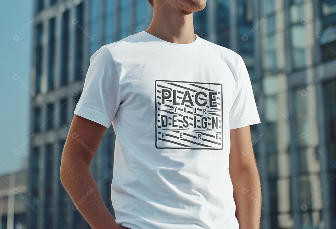 Mockup de Camisa Branca de Frente PSD Editável