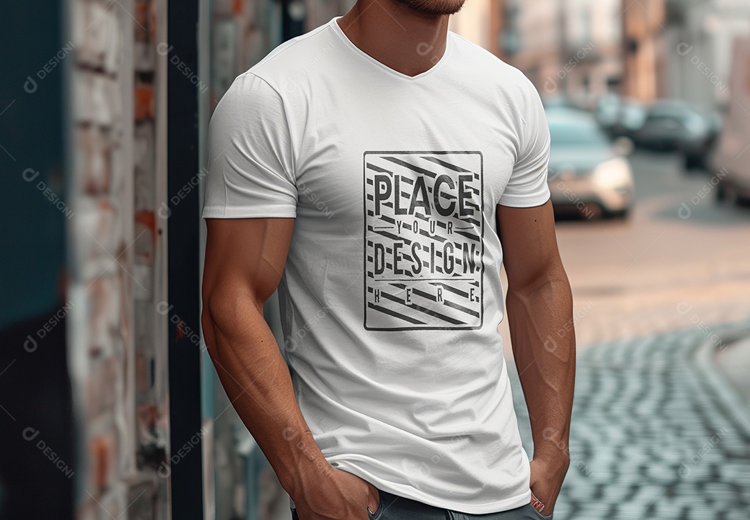 Mockup de Camisa Branca de Frente PSD Editável