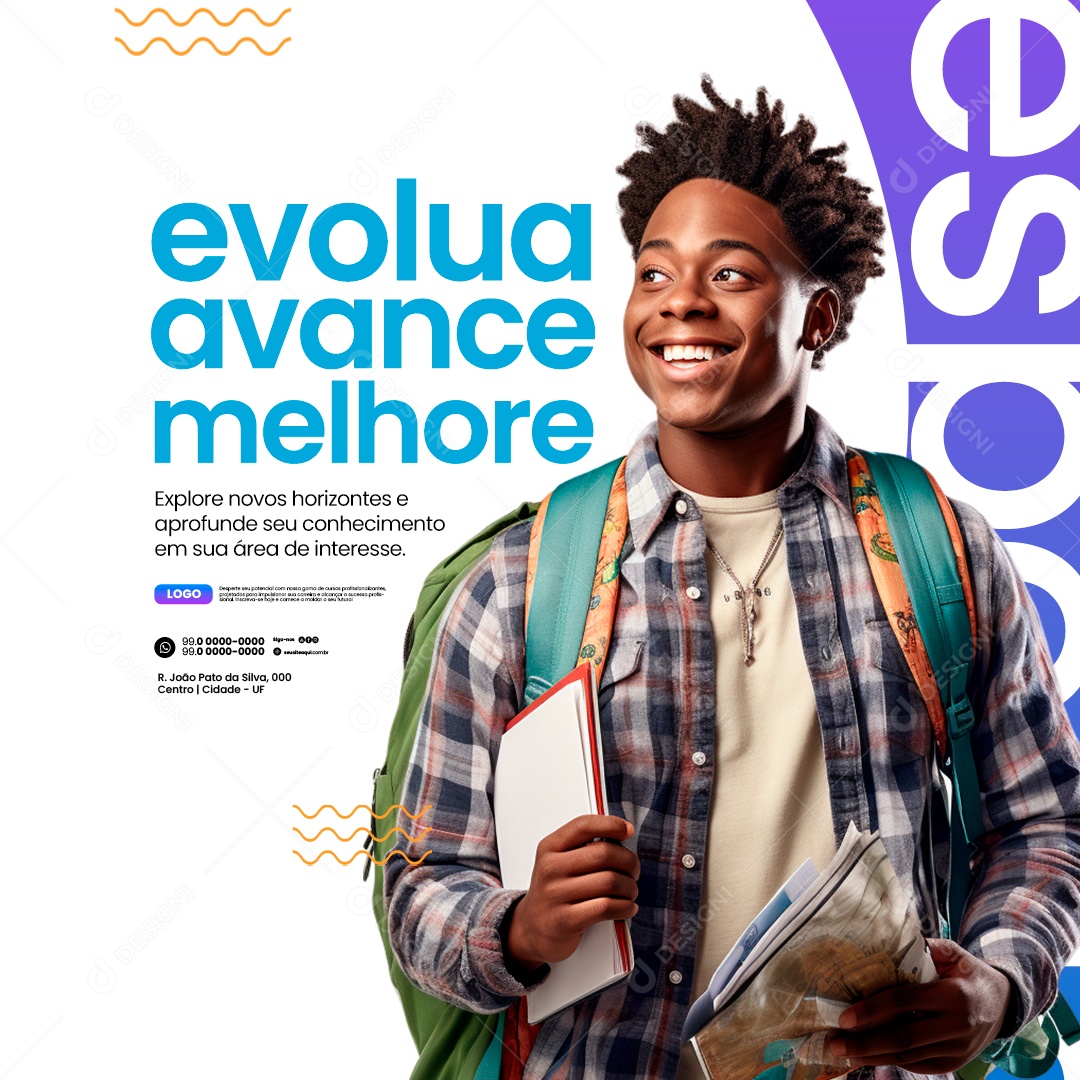 Cursos Evolua Avance Melhore Explore Novos Horizontes Social Media PSD Editável