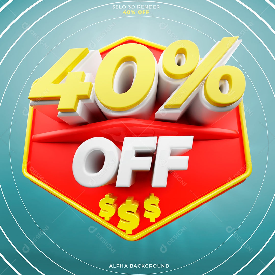 Ofertas 40% OFF Selo 3D para Composição PSD