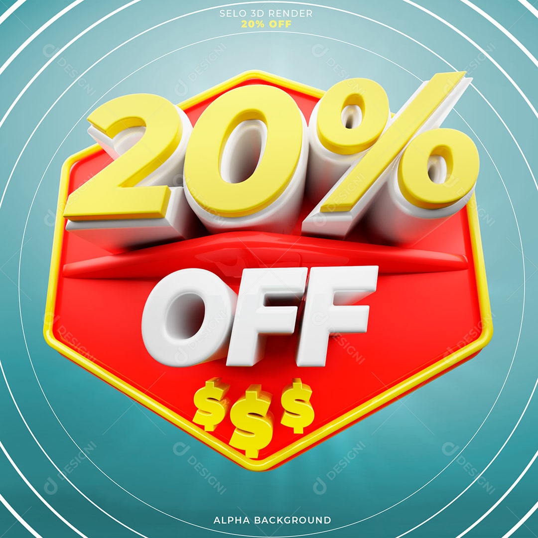 Ofertas 20% OFF Selo 3D para Composição PSD