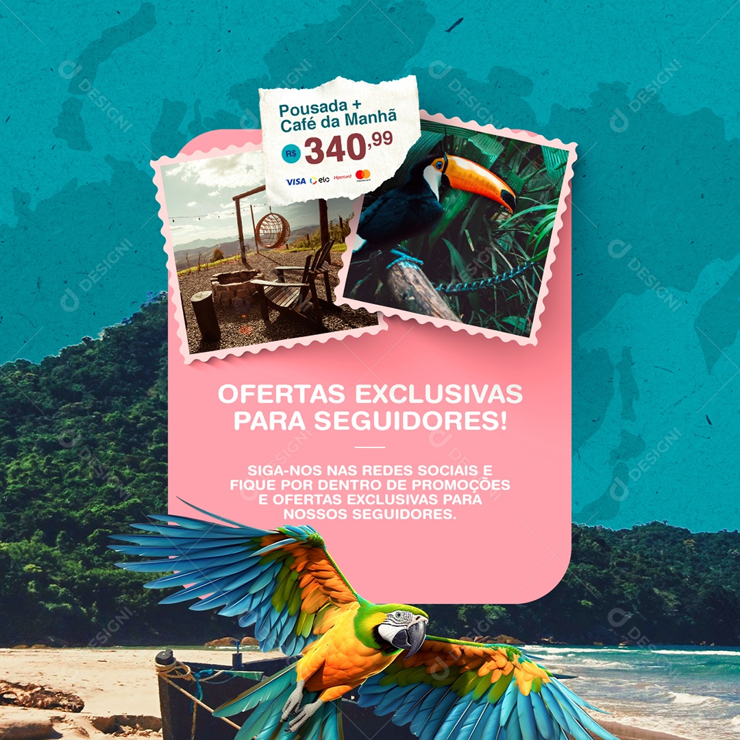 Pousada Mais Café da Manhã Ofertas Exclusivas Social Media PSD Editável