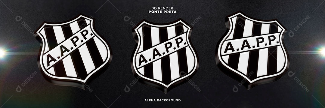 Emblema do Ponte Preta Elemento 3D para Composição PSD