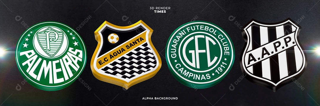 Emblemas de Times Elemento 3D para Composição PSD