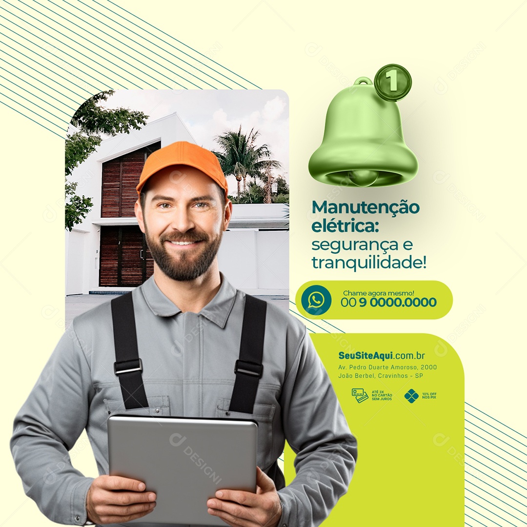 Social Media Serviços Gerais Manutenção Elétrica Segurança e Tranquilidade PSD Editável