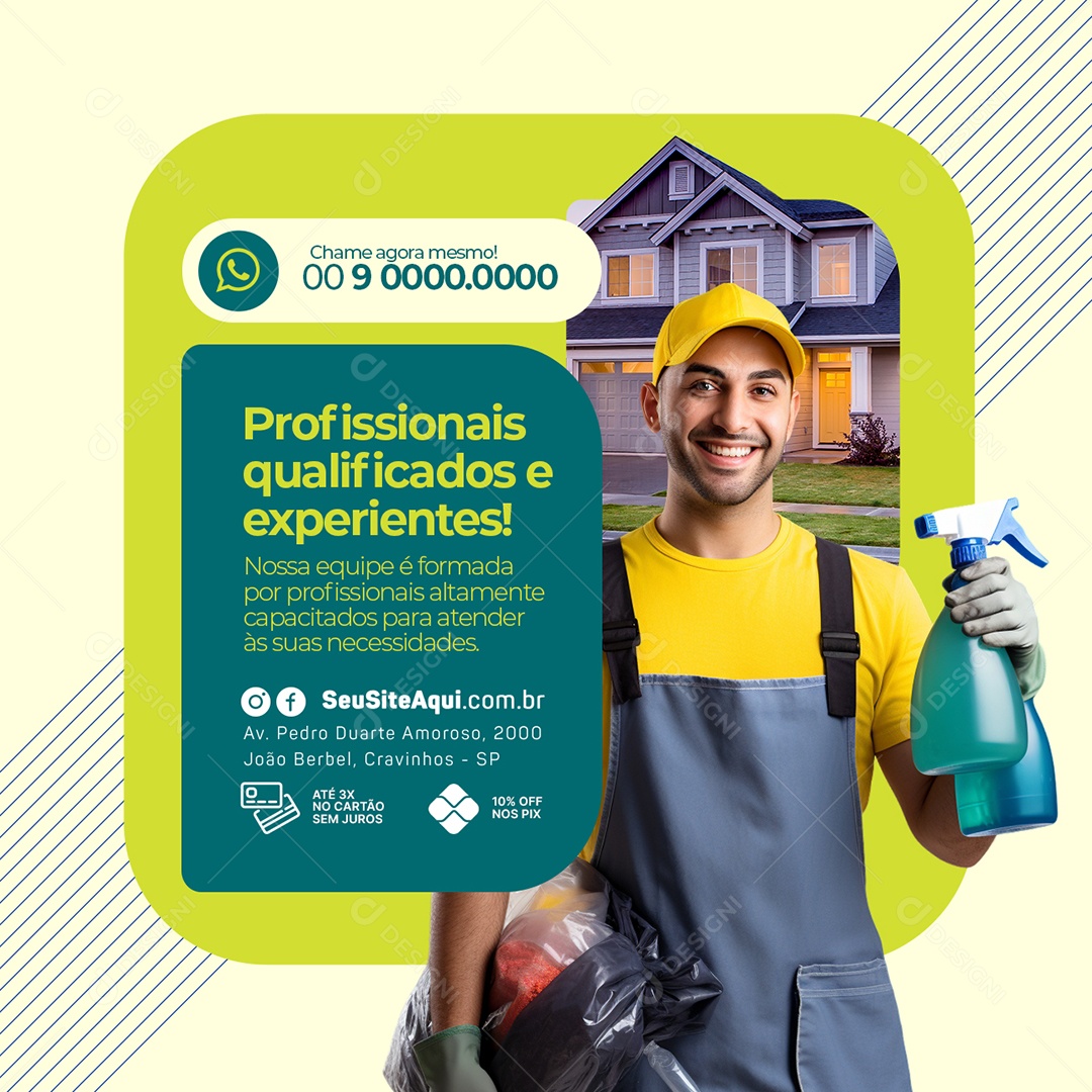 Serviços Gerais Profissionais Qualificados e Experientes Social Media PSD Editável