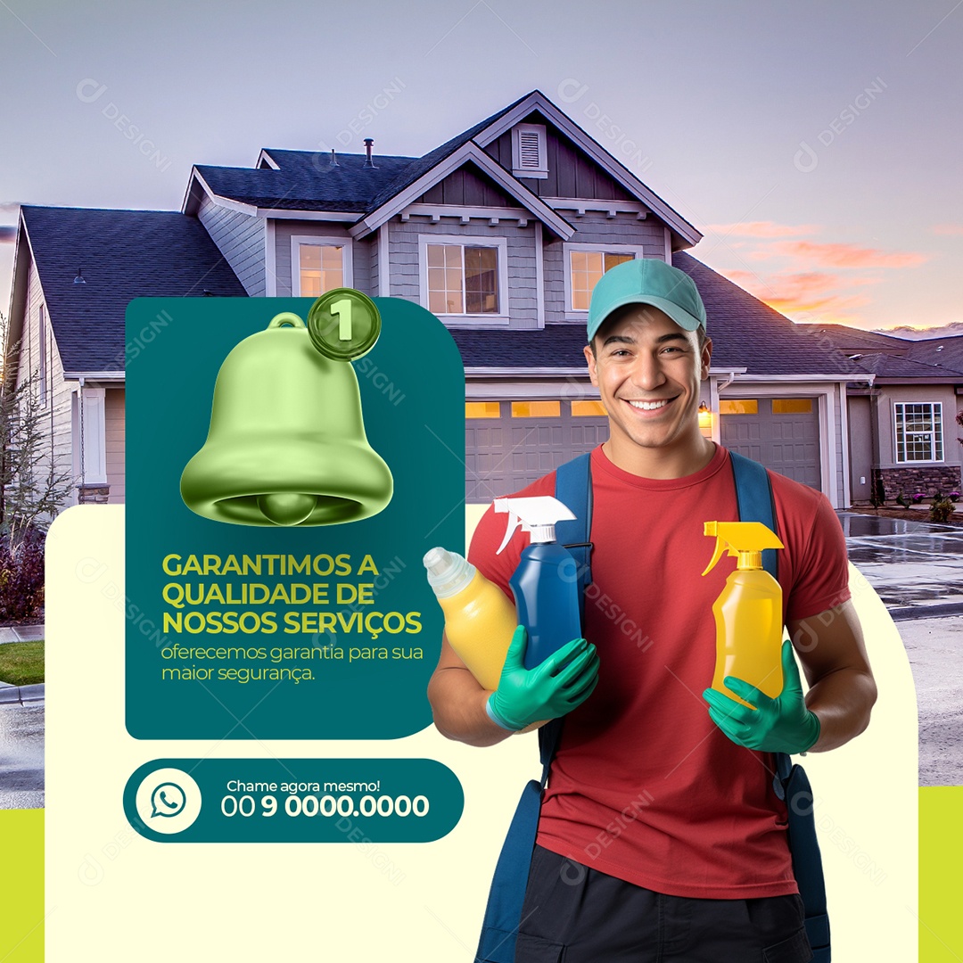 Serviços Gerais Garantimos a Qualidade de Nossos Serviços Social Media PSD Editável