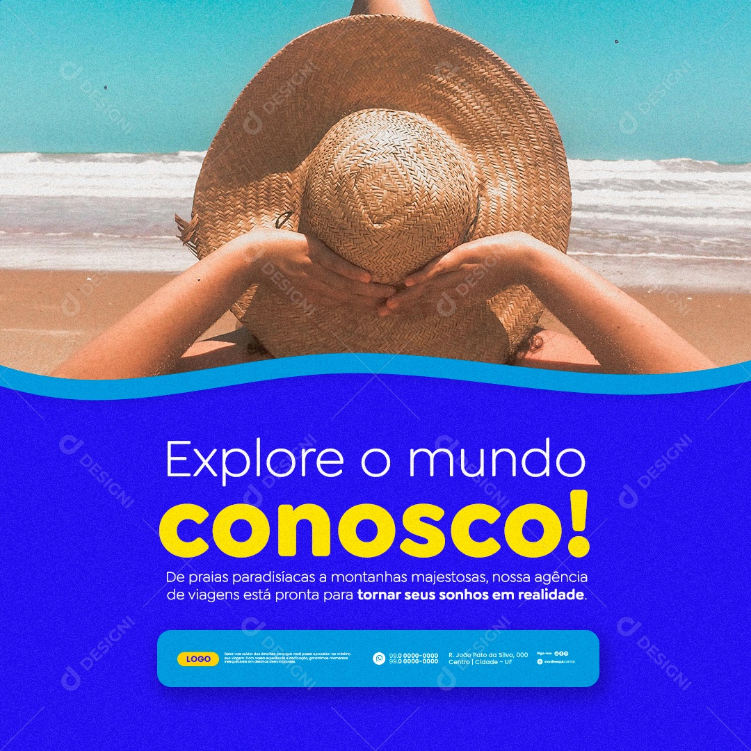 Agência de Viagens Explore o Mundo Conosco Social Media PSD Editável