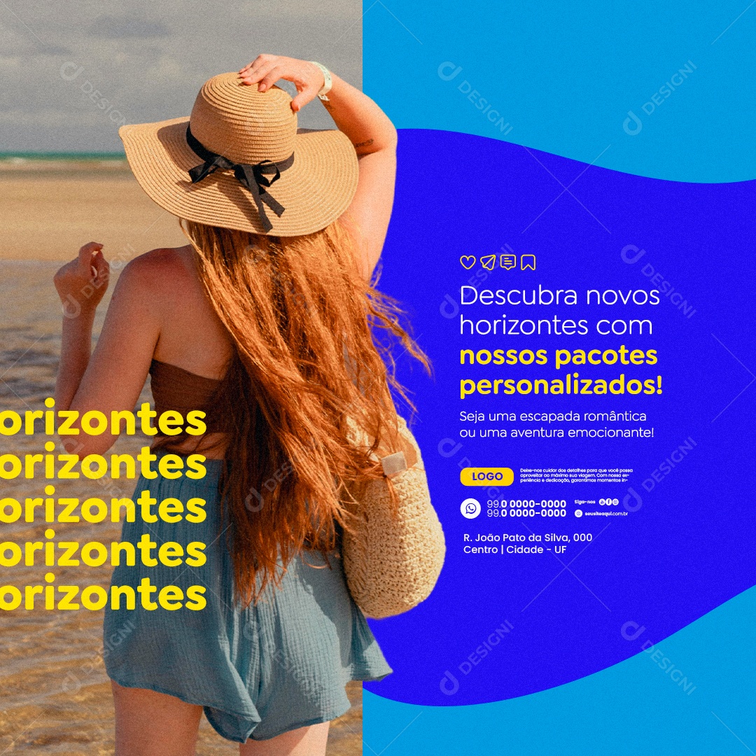 Agência de Viagens nosso Pacotes Personalizados Social Media PSD Editável