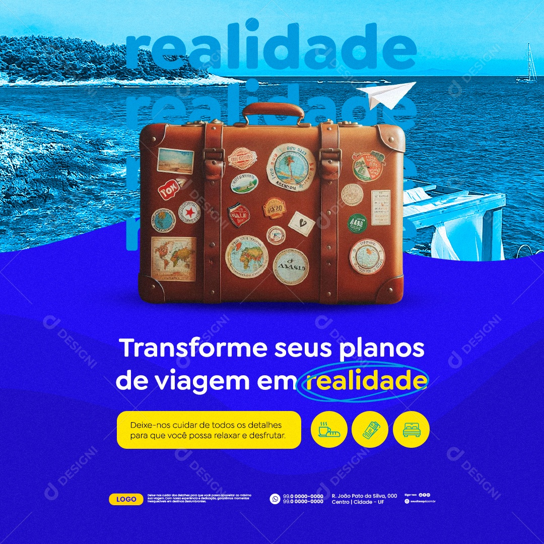 Agência de Viagens Transforme seus Planos de Viagem em Realidade Social Media PSD Editável