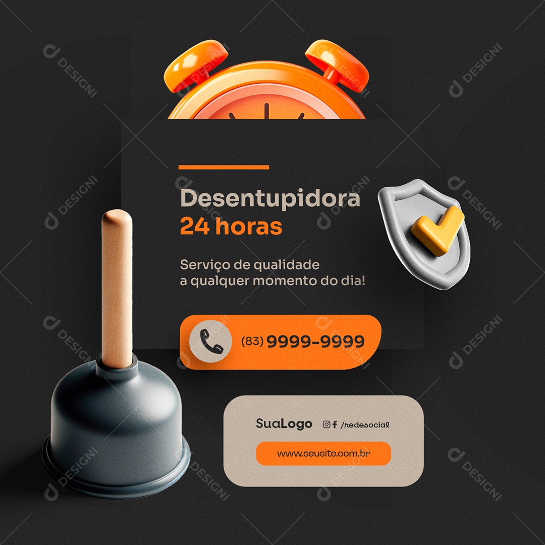 Desentupidora Serviço de Qualidade Social Media PSD Editável
