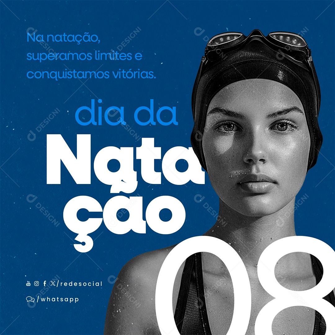 Dia Da Natação 08 de Abril Superamos Limites Social Media PSD Editável