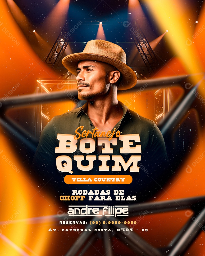 Flyer Sertanejo Botequim Andre Filipe Social Media PSD Editável