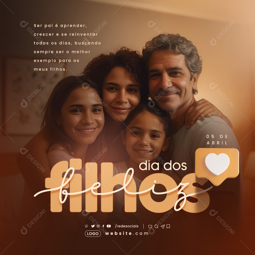 Dia dos Filhos 05 de Abril Social Media PSD Editável