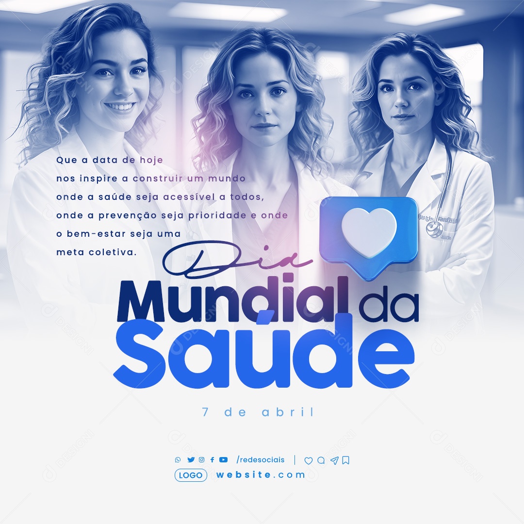 Dia Mundial da Saúde 07 de Abril Social Media PSD Editável