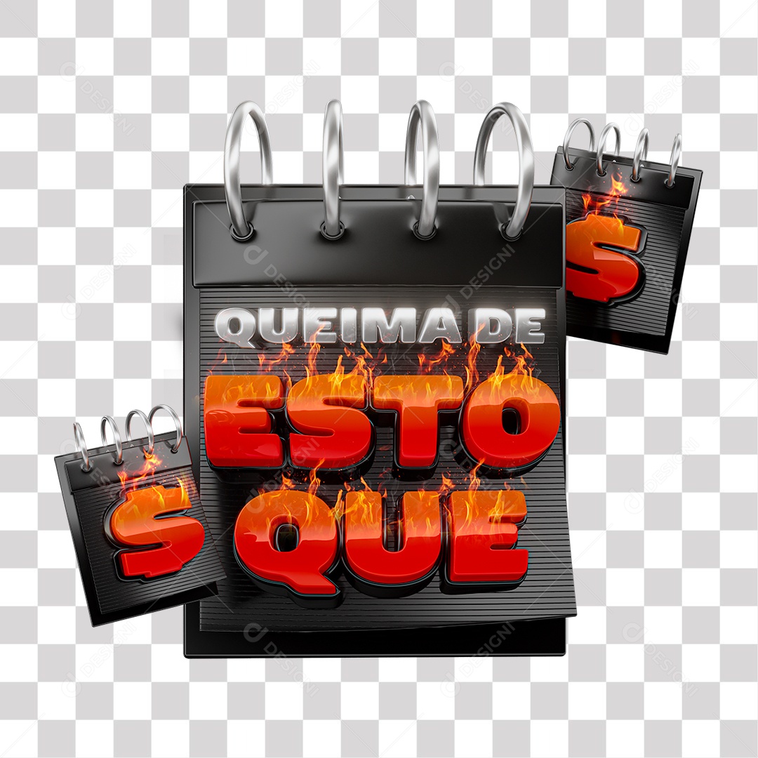 Queima de Estoque Selo 3D Vermelho Cinza e Preto para Composição PNG Transparente