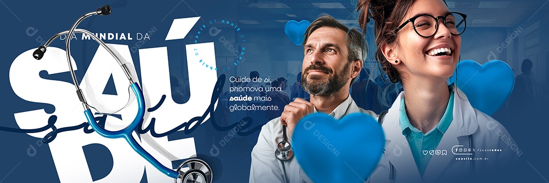 Carrossel Dia Mundial da Saúde 07 Cuide de Si Social Media PSD Editável