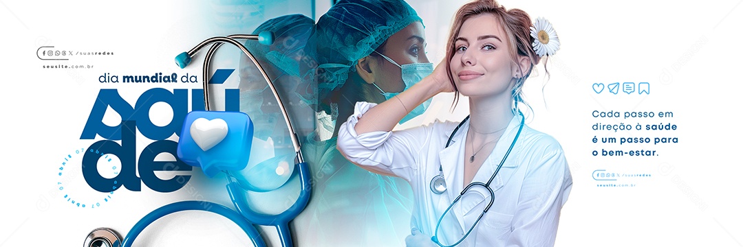 Carrossel Dia Mundial da Saúde 07 Social Media PSD Editável