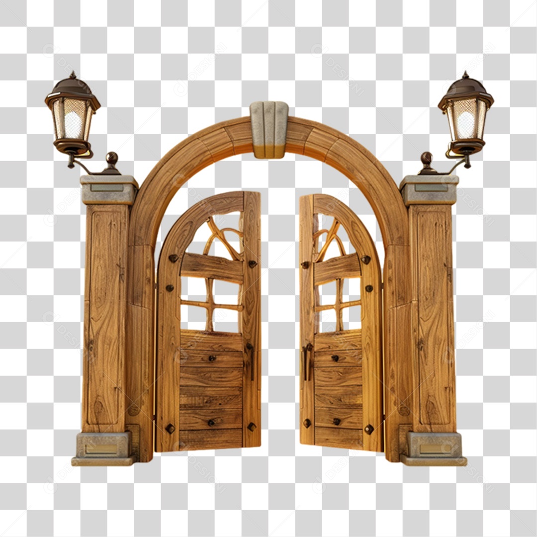 Portal de Madeira PNG Transparente