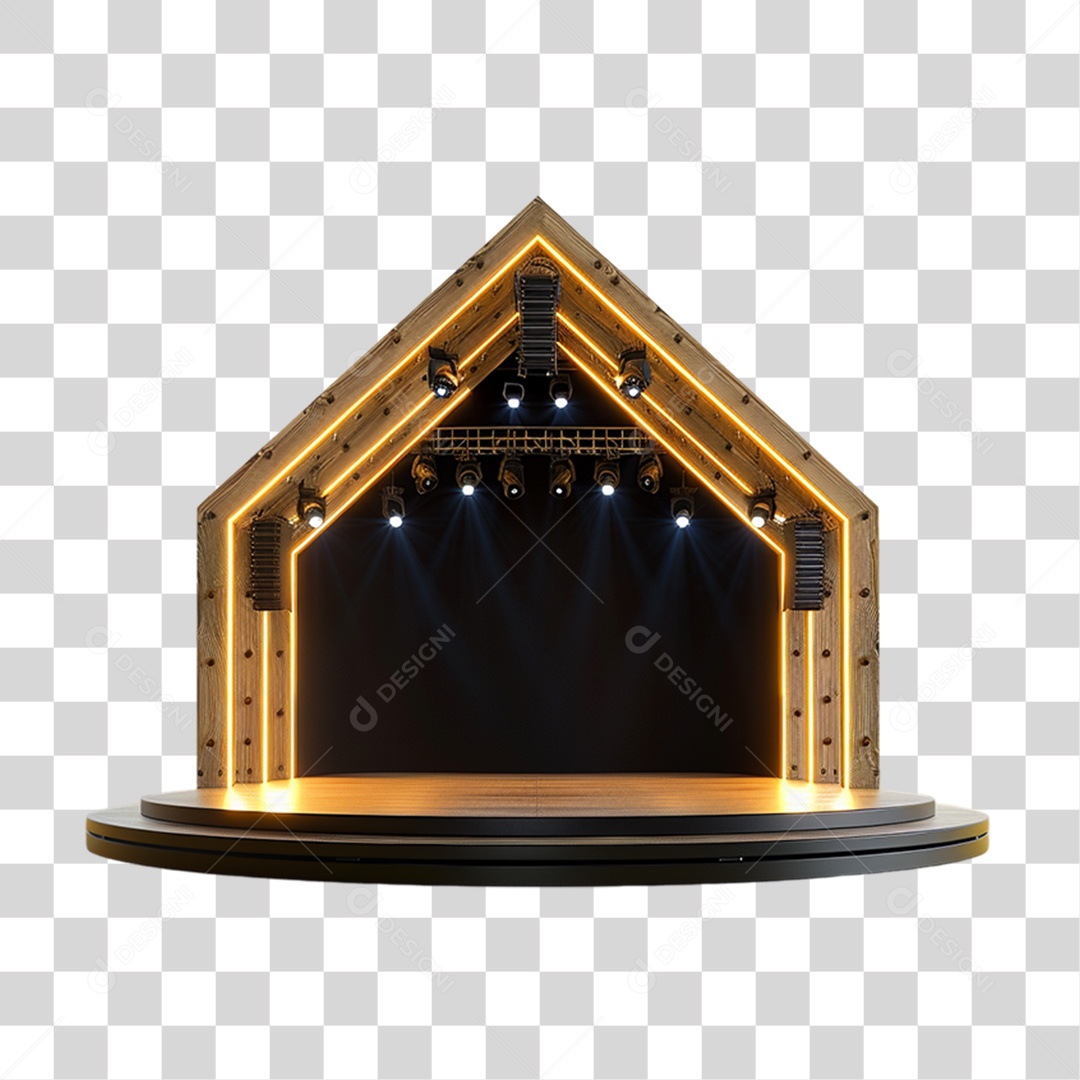 Pódio de Madeira Luzes Lâmpadas PNG Transparente