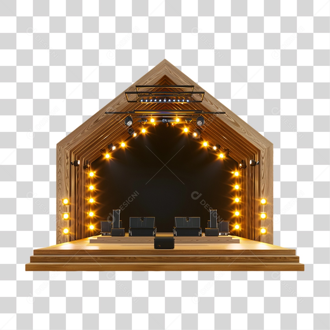 Pódio de Madeira Luzes Lâmpadas PNG Transparente