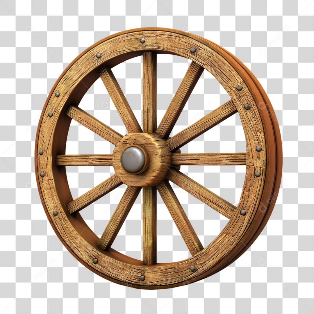 Roda de Madeira Carroça PNG Transparente